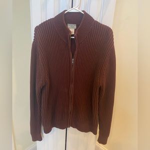 LL Bean mens M cardigan burnt brown color